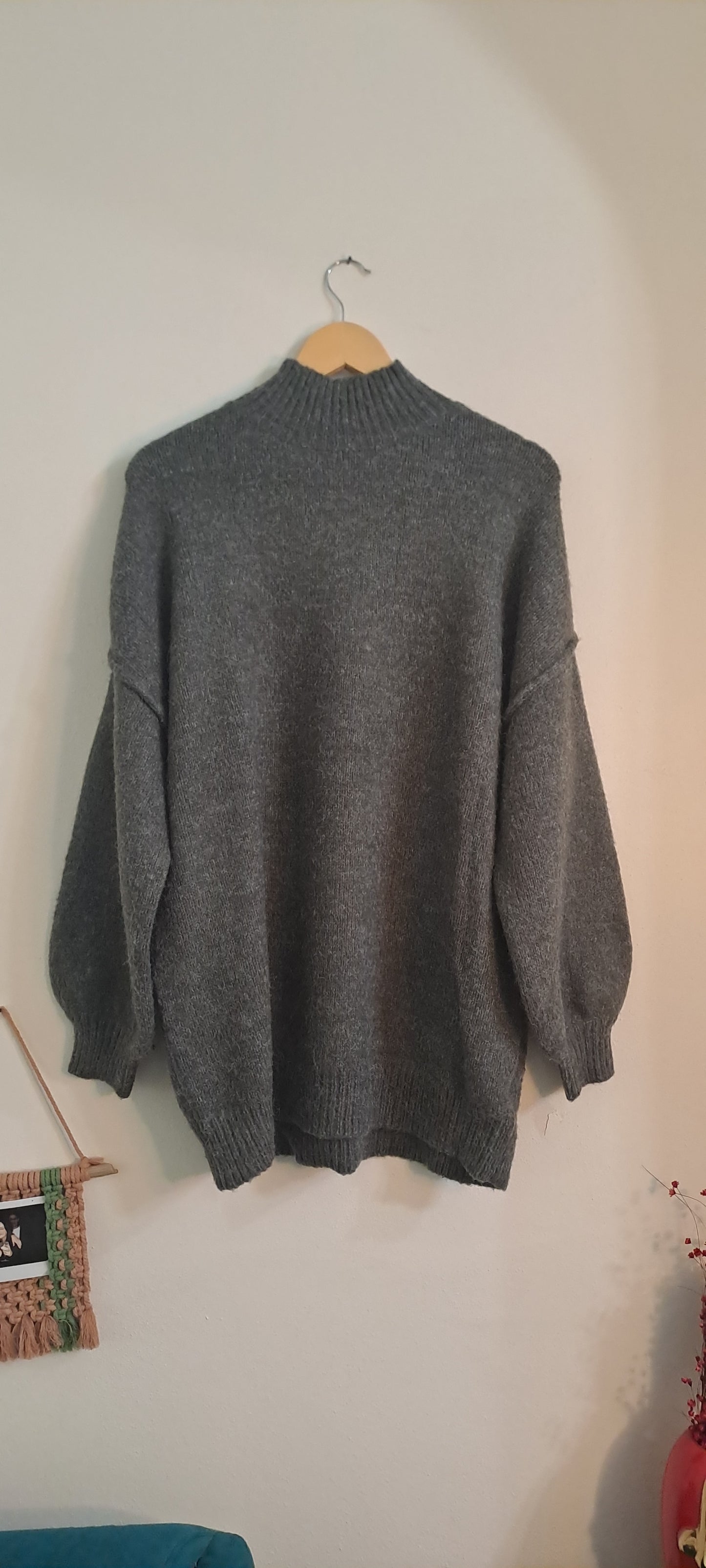 Maglione cocoon grigio cemento