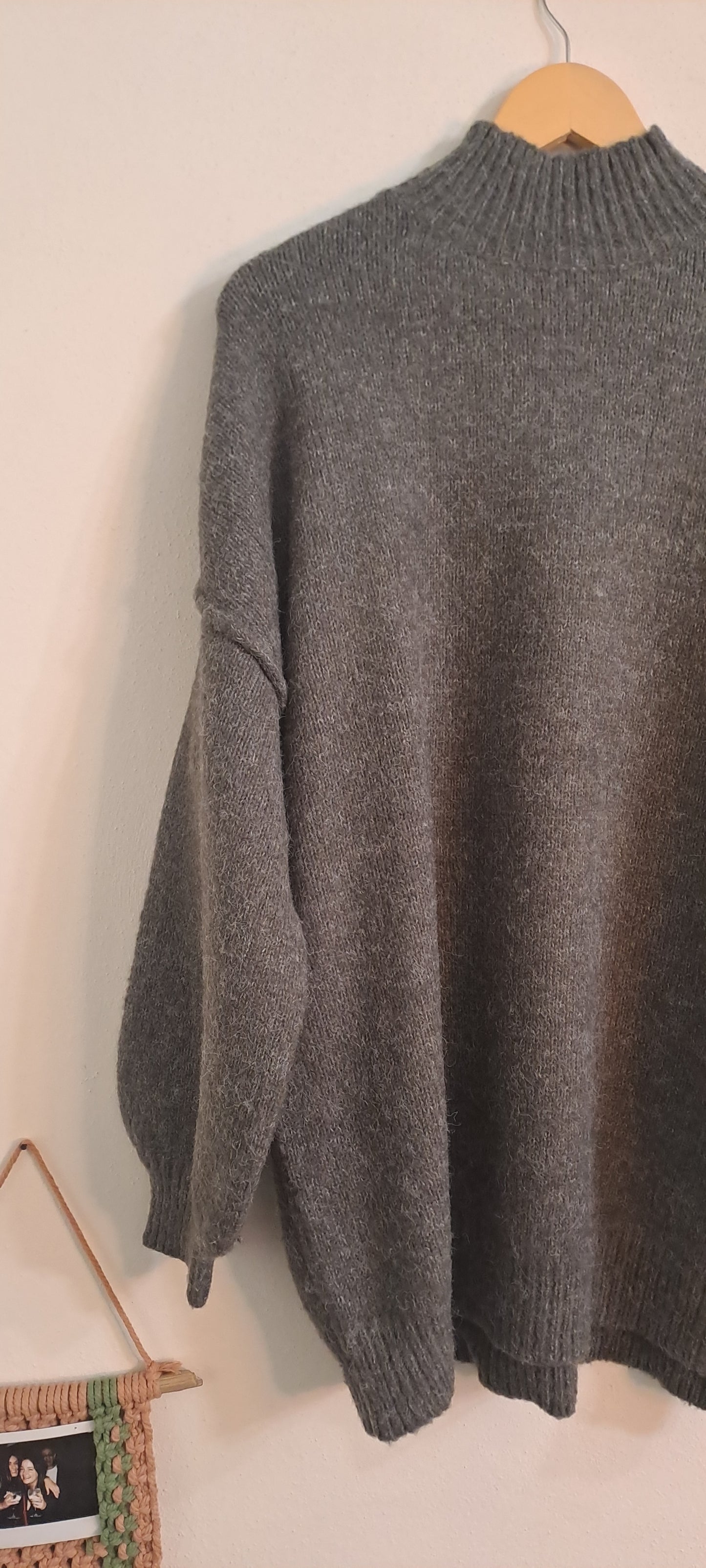 Maglione cocoon grigio cemento